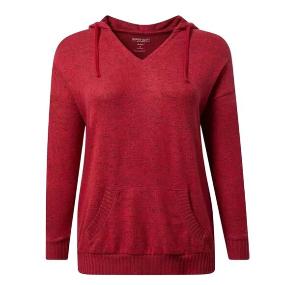 NWT TORRID Relaxed Super Soft Plush Tunic Hoodie Plus Size 1X Red Pullover - Picture 2 of 5
